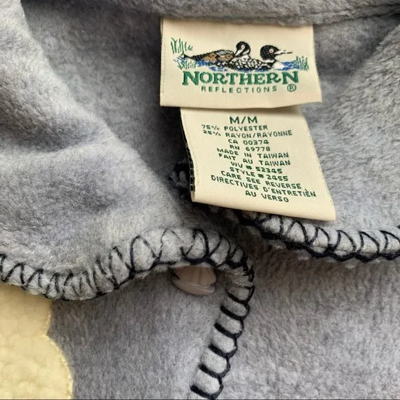 Vintage Fleece Top Shirt Shacket Medium Oversized Nautical Lighthouse Coastal - Picture 15 of 16